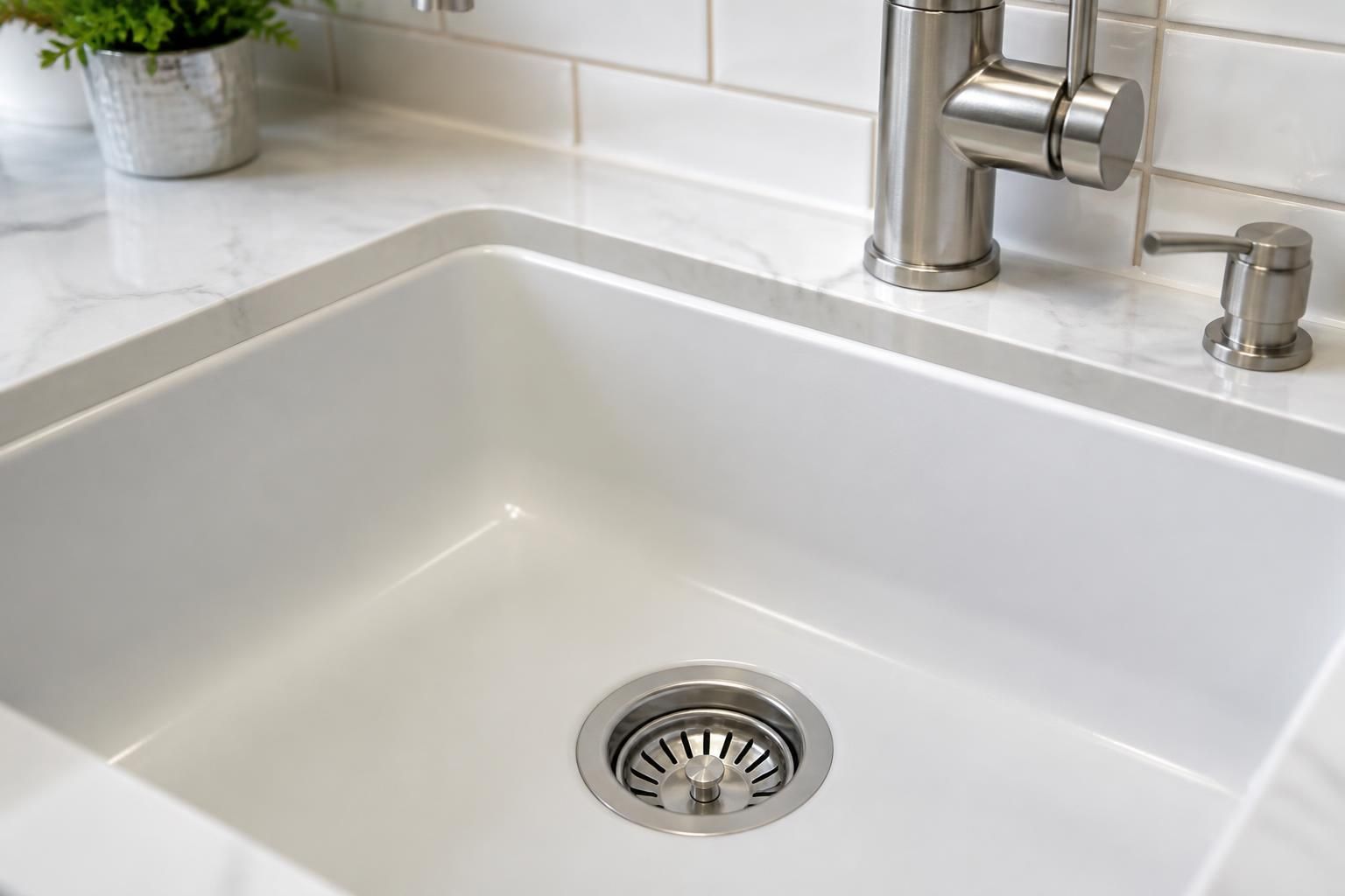 Clean cleared drain with finished fixtures in a modern interior.
