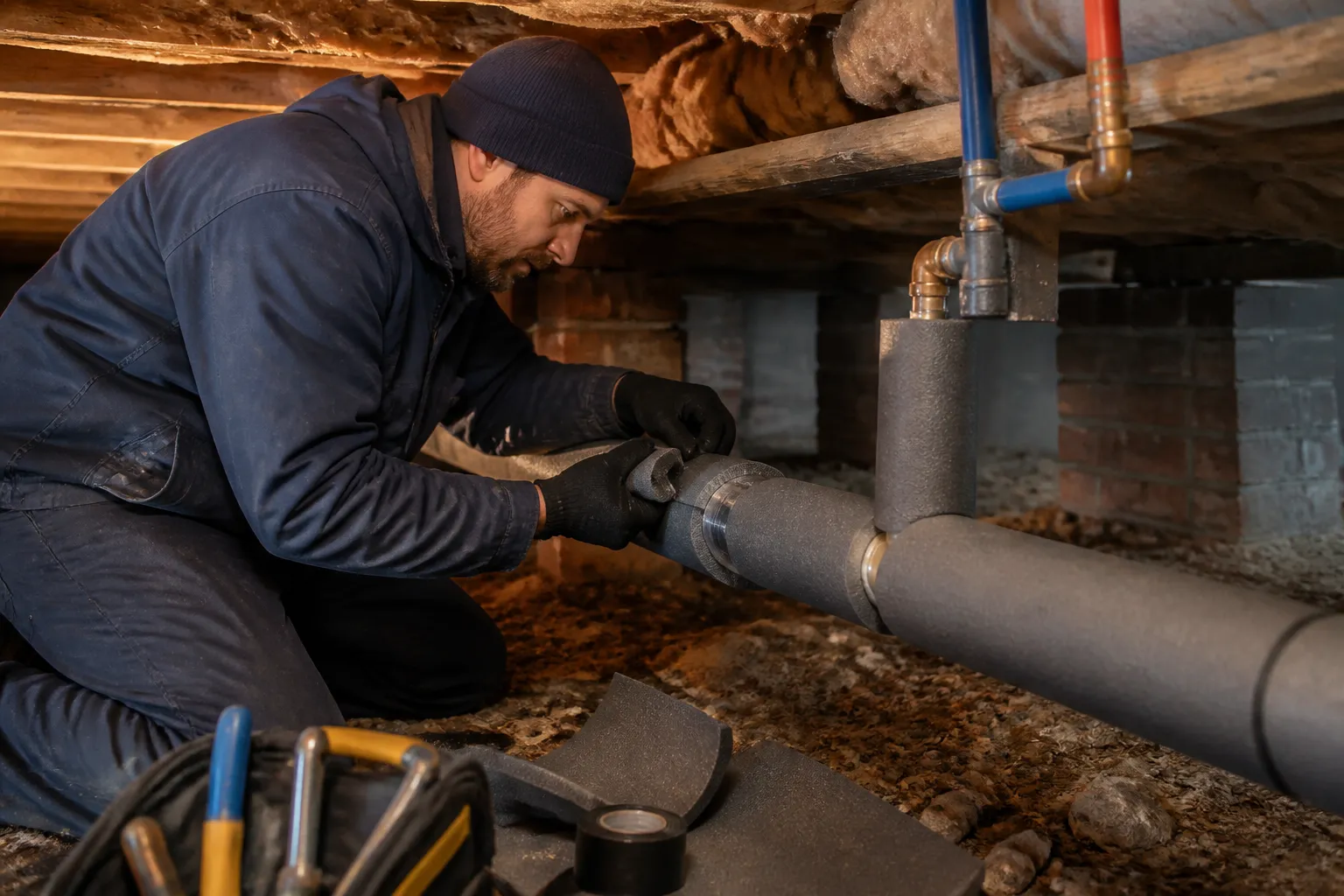 Insulating pipes before a South Carolina cold snap
